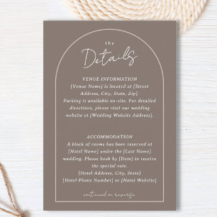 Simple Arched Border Wedding Custom Details Taupe Enclosure Card