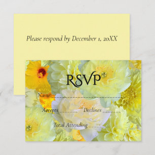 Simple Arched Die-Cut Yellow Floral Wedding RSVP Card