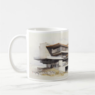 Simple Architectural Drawing Of A Concept Building Coffee Mug