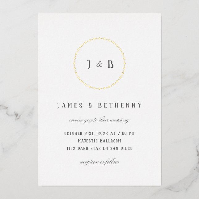 Simple Art Deco Wreath Foil Invitation (Front)