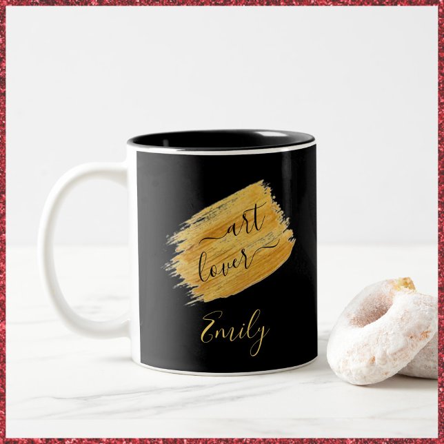Simple Art Lover Minimalist Design  Two-Tone Coffe Coffee Mug (Creator Uploaded)