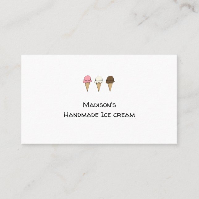 Simple Artisan Ice Cream Maker Customisable Business Card (Front)