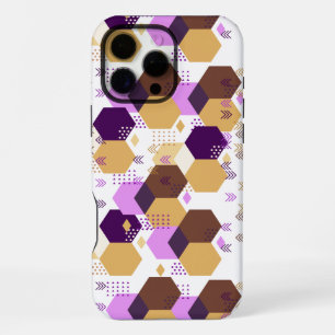 Simple artistic purple and gold geometric pattern iPhone 16 pro max case
