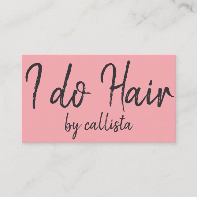 Simple Artsy Black Pink Typography Hairstylist Business Card (Front)