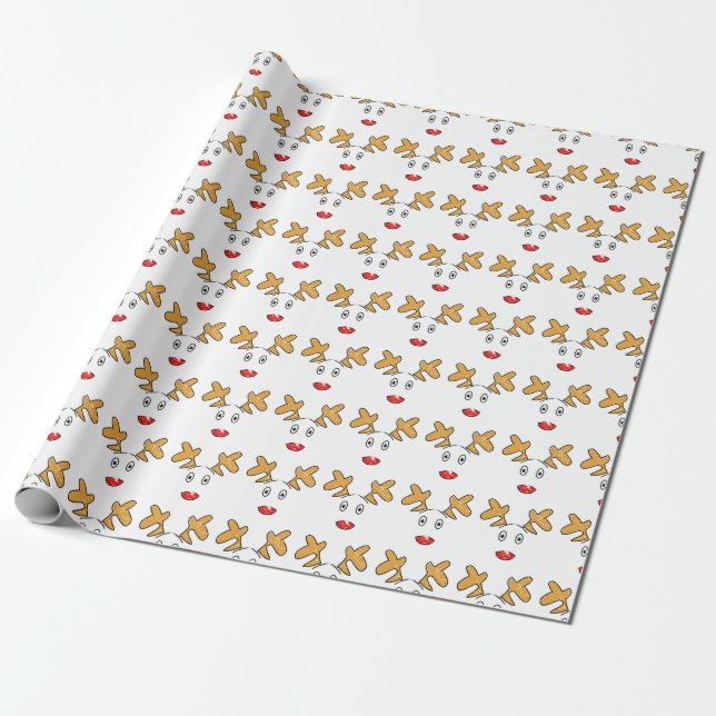 Simple artwork inspired Rudolph red nosed reindeer Wrapping Paper (Unrolled)