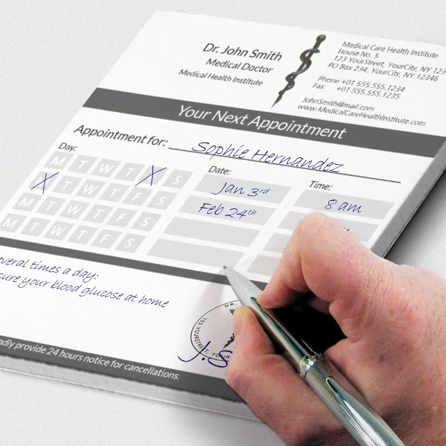 Simple Asclepius Black White Medical Appointment Notepad (Creator Uploaded)