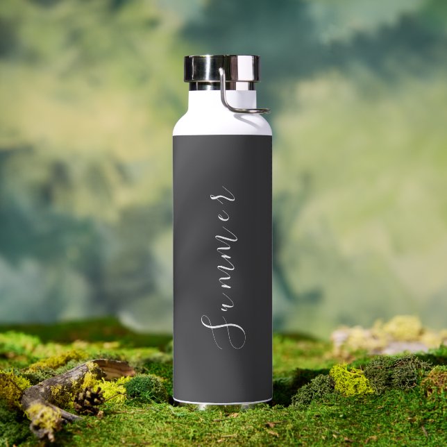 Simple Ash Name Script Modern Water Bottle (Outdoor (Rotated))