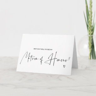 Simple Ask Matron of Honour Proposal Wedding Card