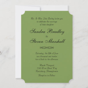 Simple Asparagus Green Wedding Invitations
