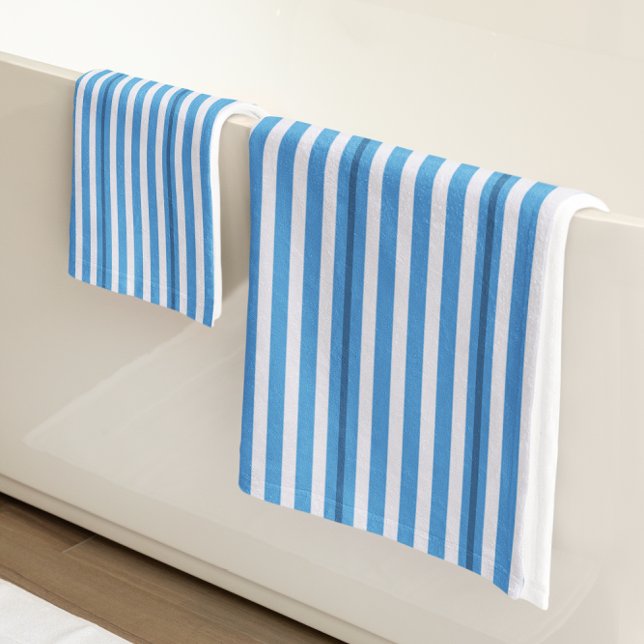 Simple Asst Sizes Blue and White Stripes Bath Towel Set (Creator Uploaded)