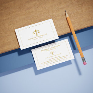 Simple Attorney At Law-Simple Gold Scale & Border Business Card