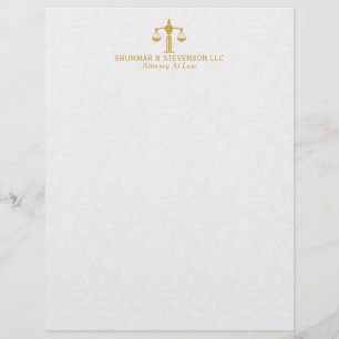 Simple Attorney At Law-Simple Gold Scale & Border Custom Letterhead