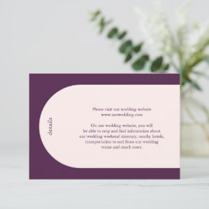 Simple Aubergine Monogram Arch Modern Wedding Enclosure Card