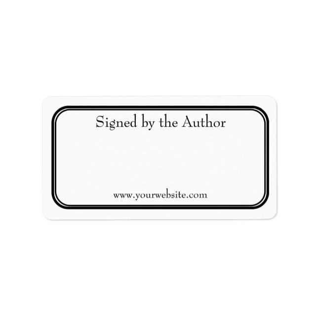 Simple Author Bookplate Signed by Author Website Label (Front)