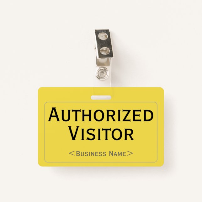 Simple "Authorised Visitor" Badge ID Badge (Front with Clip)