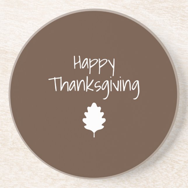 Simple Autumn Leaf Modern Family Thanksgiving Coaster (Front)