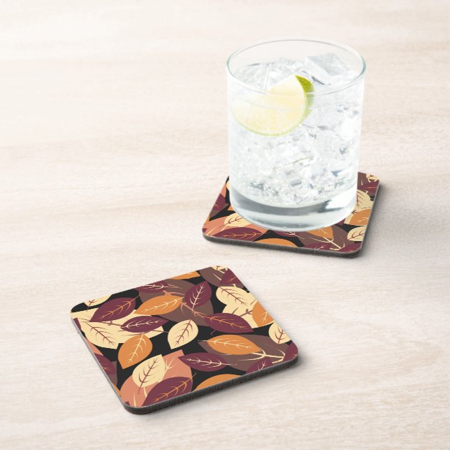 Simple Autumn Leaves Dark Coaster (Right Side)