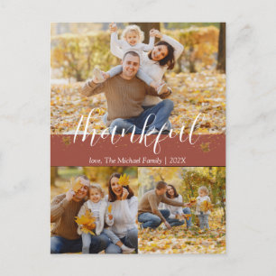Simple Autumn Thanksgiving Family Photo Collage Holiday Postcard