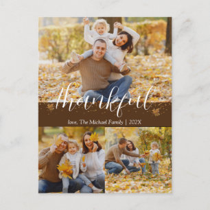  Simple Autumn Thanksgiving Family   Photo Collage Holiday Postcard