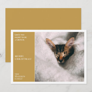 Simple Aztec Gold frame Photo Minimal Holiday Card