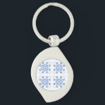 Simple Azulejo Key Ring<br><div class="desc">This contemporary blue & white azulejo (Portuguese tile) keychain is sure to brighten your day!</div>