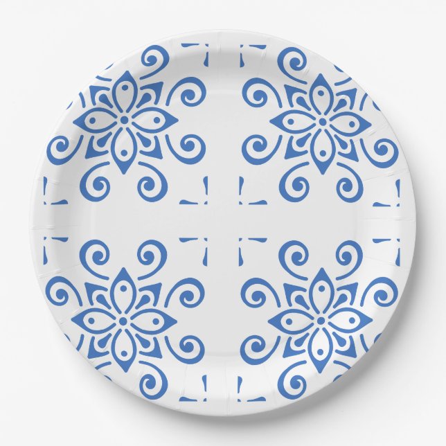 Simple Azulejo Paper Plate (Front)
