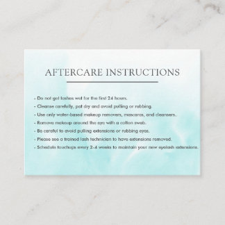 Simple Azure Lash Extension Microblading Aftercare Business Card