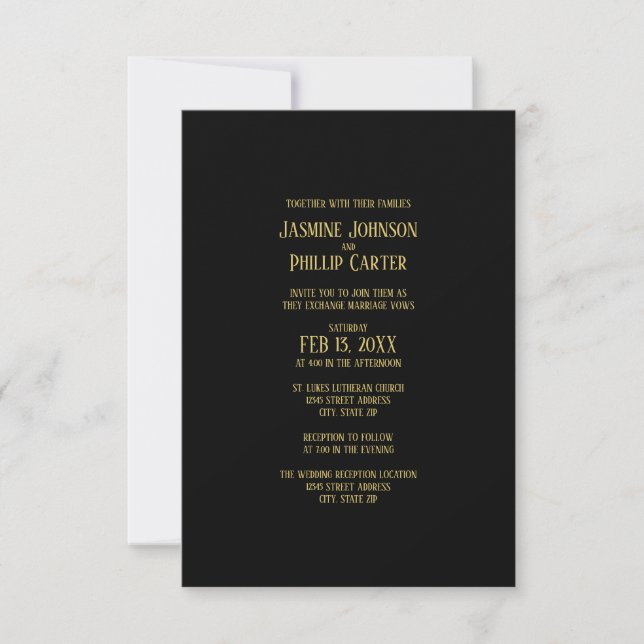 Simple B&G Design- 3x5 Wedding/Reception Invite (Front)