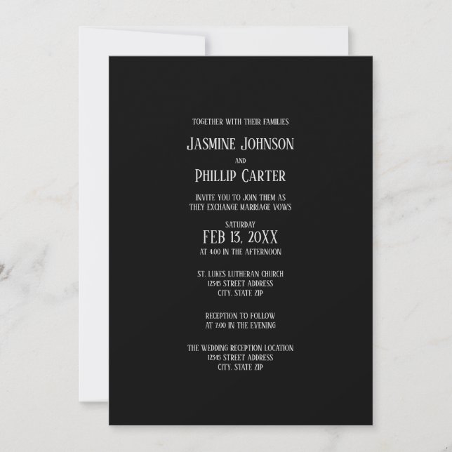 Simple B&G Design- Wedding/Reception Invitation (Front)