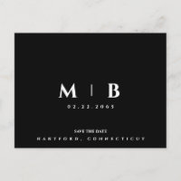 Simple B/W Monogram Wedding Save the Date