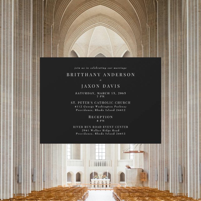 Simple B/W No Parents Church Wedding Invitation (Creator Uploaded)