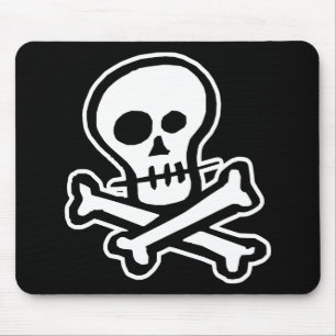 Simple B&W Skull & Crossbones Mouse Pad