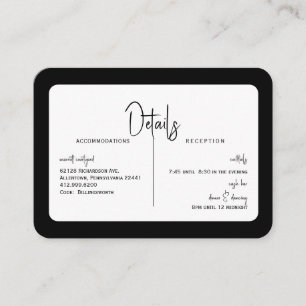 Simple B/W Wedding Detail Rounded Cash Bar Enclosure Card