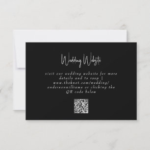 Simple B/W Wedding QR Code Website RSVP Card