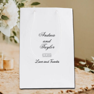 Simple B&W Wedding Welcome Guests Gift Bag