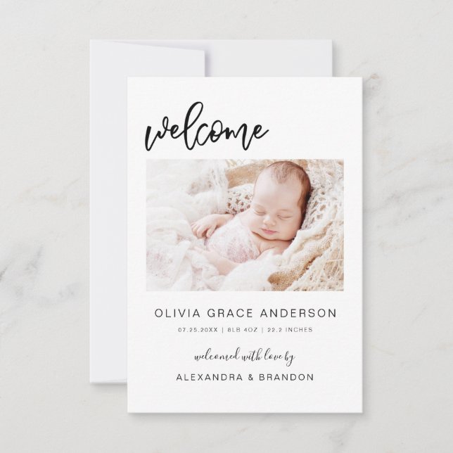 Simple Baby Announcement Photo Collage Modern (Front)
