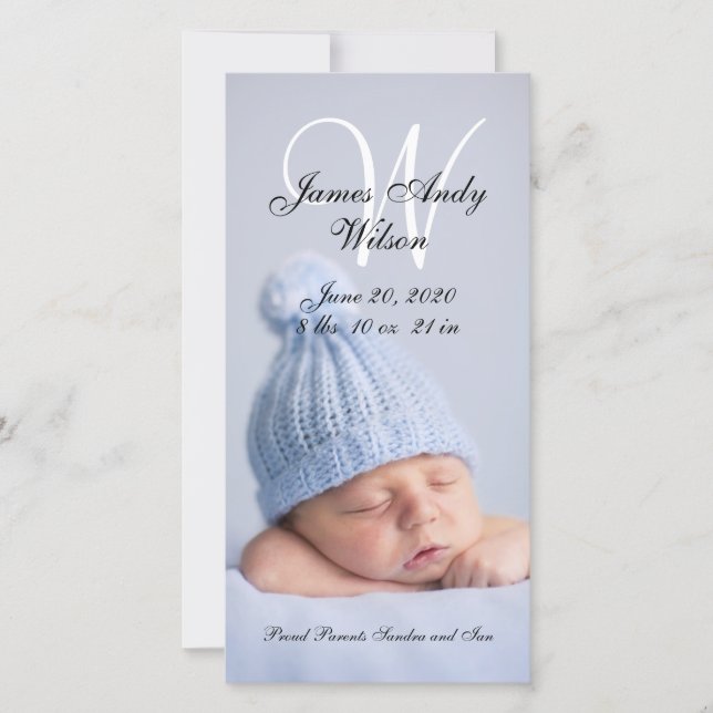 Simple Baby Birth Announcement Photo Card (Front)