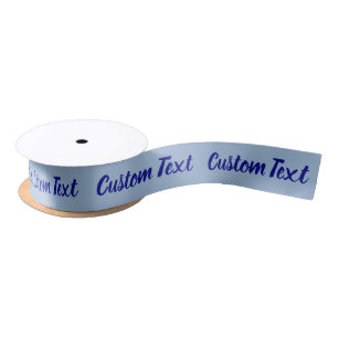 Simple Baby Blue & Navy Blue Script Text Template Satin Ribbon