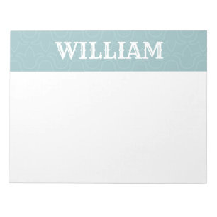 Simple baby blue personalised name stripes  notepad