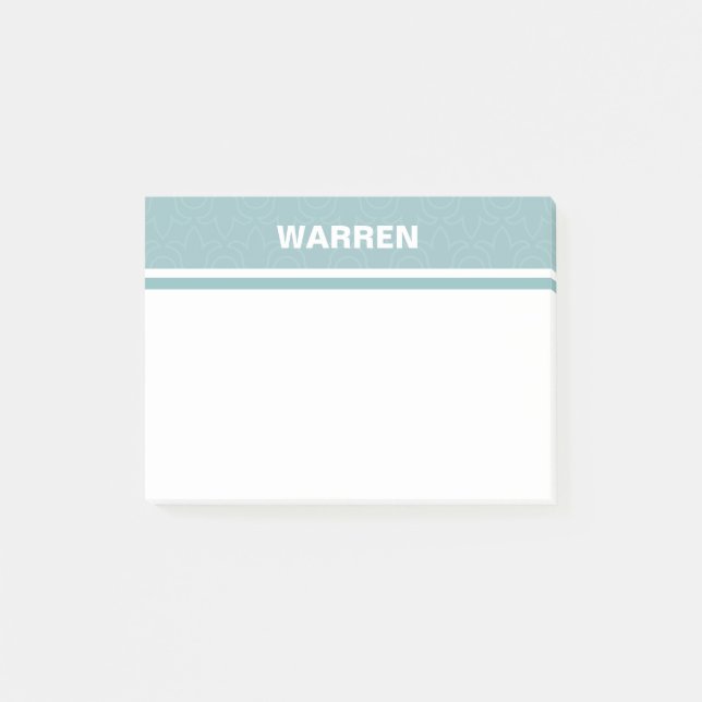 Simple baby blue personalised name stripes post-it notes (Front)