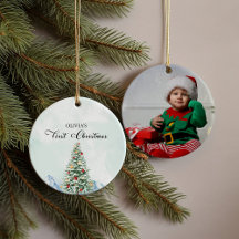 Simple Baby First Christmas Photo Ceramic