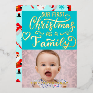 Simple Baby First Christmas Photo Collage Red