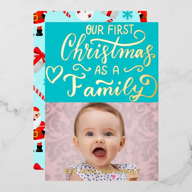 Simple Baby First Christmas Photo Collage Red  (Front/Back)