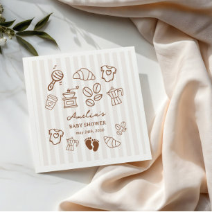 Simple Baby Is Brewing Doodle Coffee Baby Shower Napkin