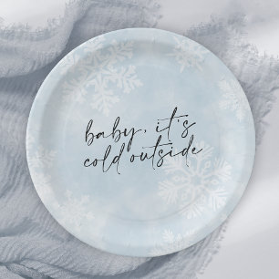 Simple Baby It's Cold Outside Winter Baby Shower Paper Plate
