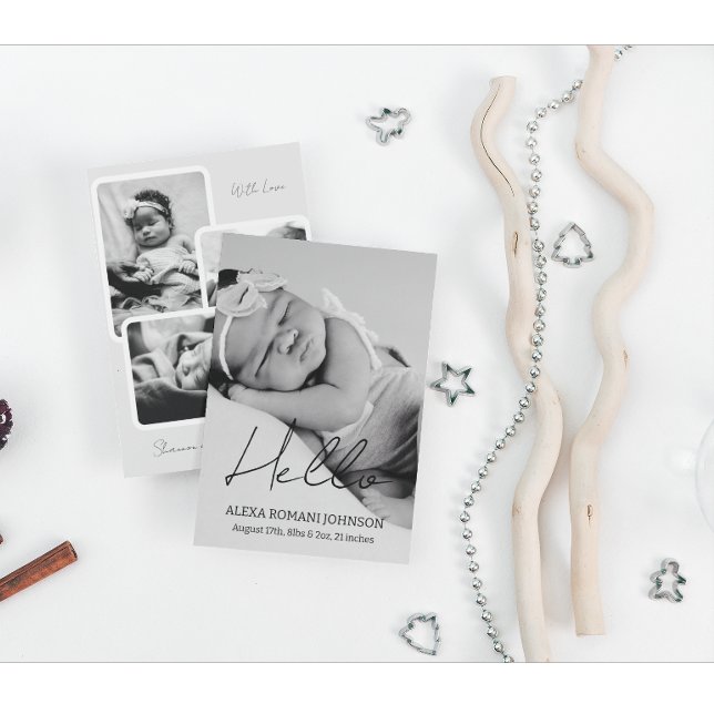 Simple Baby Photo Birth Announcement Card (Creator Uploaded)