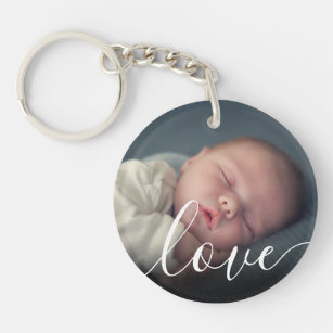 Simple Baby Photo Love Script  Key Ring