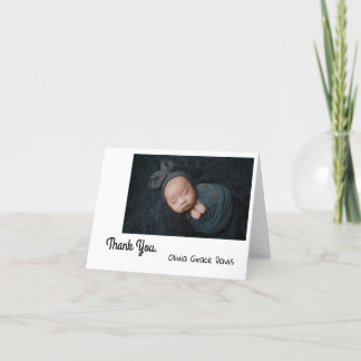 Simple baby photo thank you card