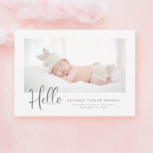 Simple Baby Photo Thank You Script Heart Announcement