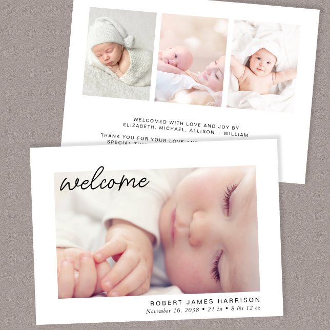 Simple Baby Photo Welcome Birth Announcement (A beautiful and unique way to thank family and friends and introduce them to your precious baby)